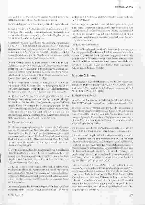 Vorschauseite 3: Zulässigkeit von Skonti des pharmazeutischen Großhandels