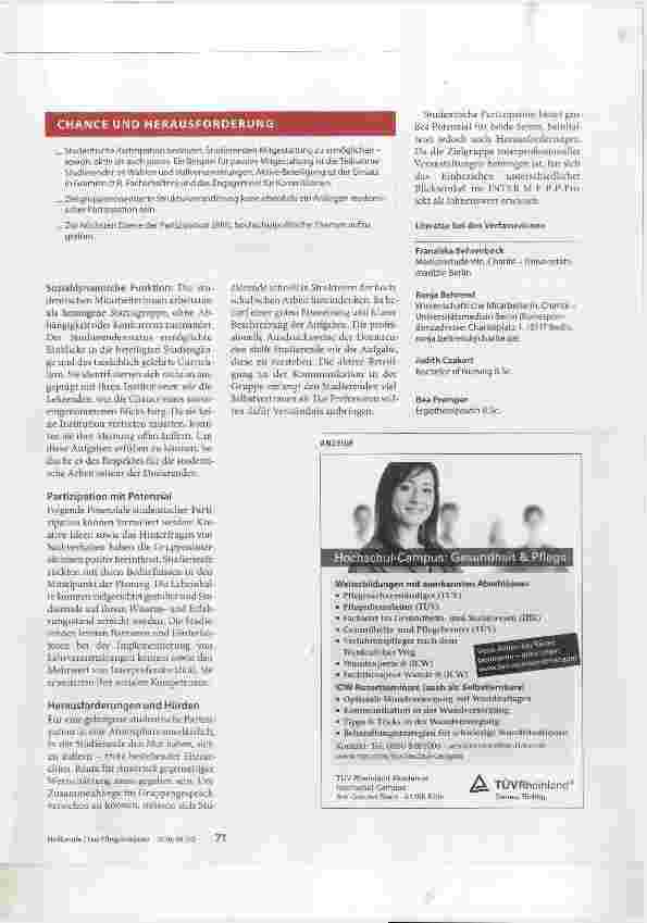 Vorschauseite 2: INTER-M-E-P-P: Bericht aus studentischer Perspektive Studierende partizipieren an interprofessionellem Projekt