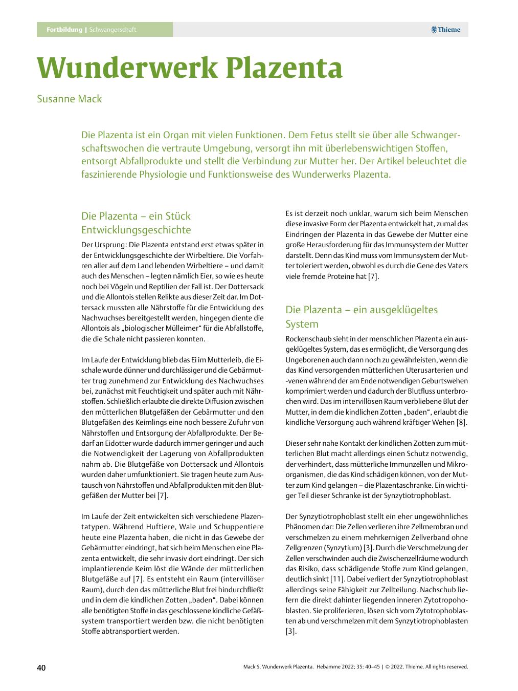 Vorschauseite 1: Wunderwerk Plazenta