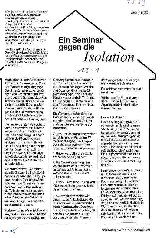 Vorschauseite 1: Ein Seminar gegen die Isolation