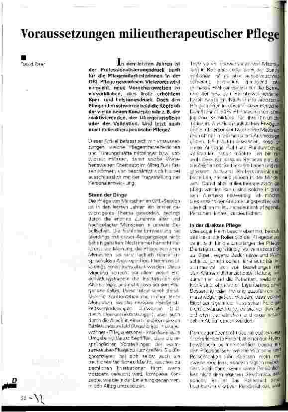 Vorschauseite 1: Voraussetzungen milieutherapeutischer Pflege