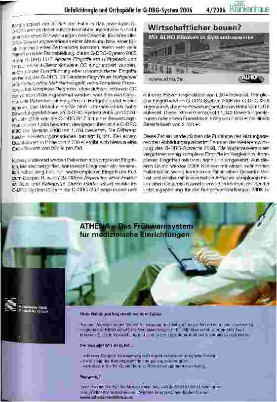 Vorschauseite 6: Wo stehen die Unfallchirurgie und die Orthopädie im G-DRG-System 2006?