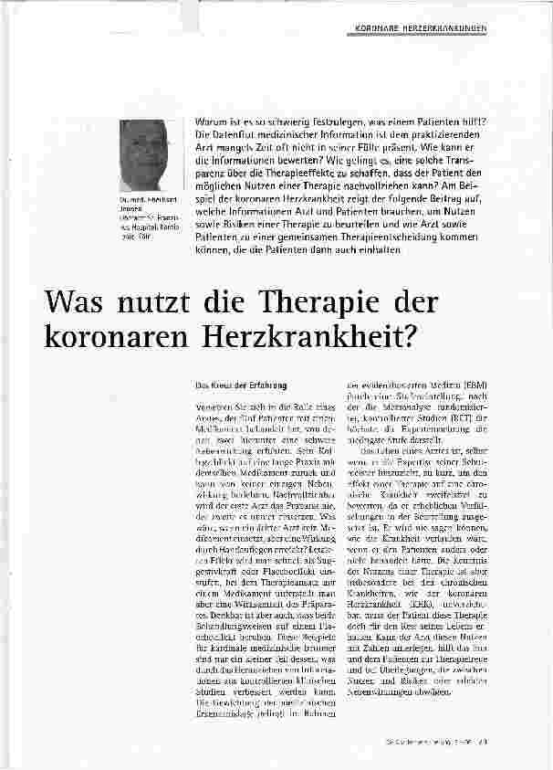 Vorschauseite 1: Was nutzt die Therapie der koronaren Herzkrankheit?