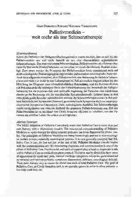 Vorschauseite 1: Palliativmedizin -weit mehr als nur Schmerztherapie
