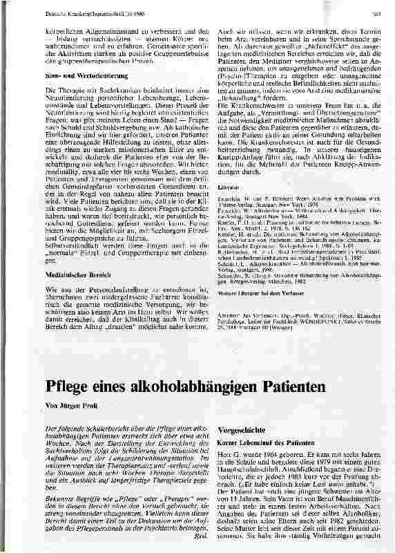 Vorschauseite 1: Pflege eines alkoholabhängigen Patienten