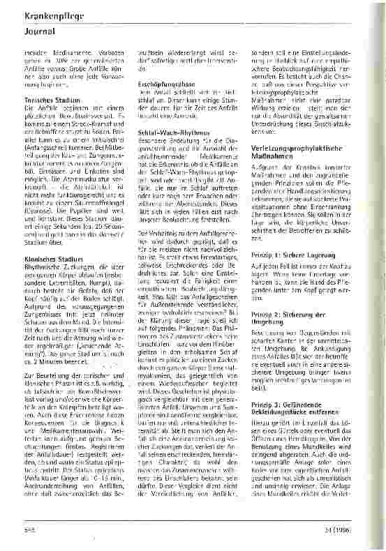 Vorschauseite 2: Pflegerische Aktivitäten während eines generalisierten tonisch-klonischen Krampfanfalls