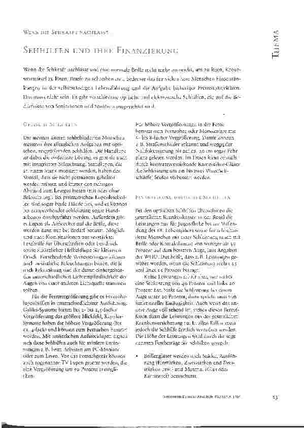 Vorschauseite 1: SEHHILFEN UND IHRE FINANZIERUNG