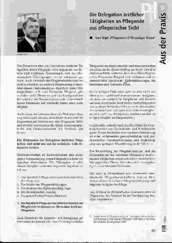 Vorschauseite 1: Die Delegation ärztlicher Tätigkeiten an Pflegende aus pflegerischer Sicht