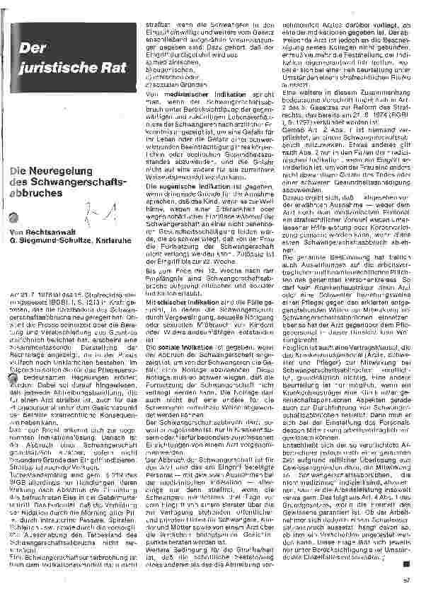Vorschauseite 1: Die Neuregelung des Schwangerschaftsabbruches