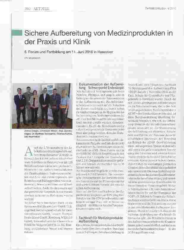 Vorschauseite 1: Sichere Aufbereitung von Medizinprodukten in der Praxis und Klinik 5. Forum und Fortbildung am 11. Juni 2016 in Hannover