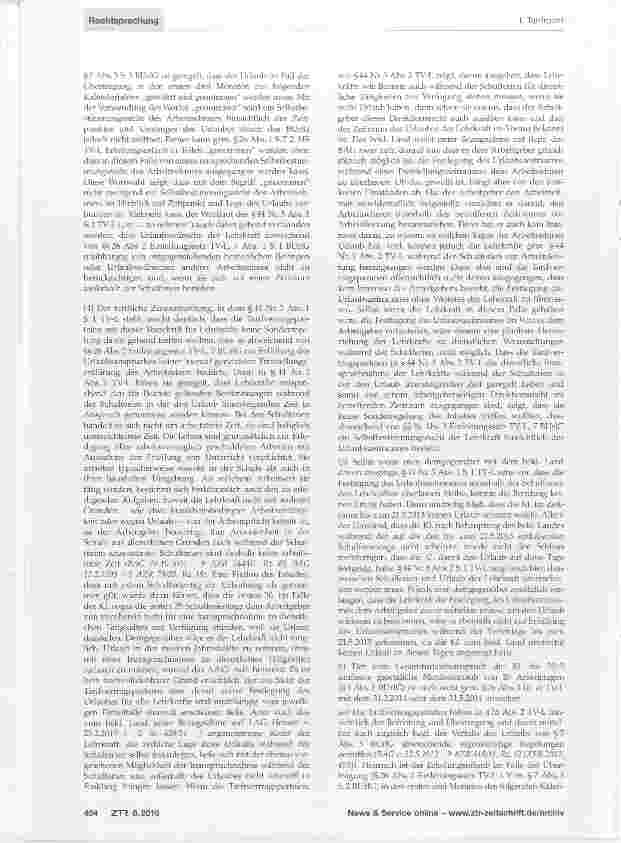Vorschauseite 2: Urlaubsgewährung bei Lehrkräften; Auswirkungen eines Abgeordnetenmandats auf den Urlaubsanspruch TV-L § 26 Abs. 2 Buchst, a, § 44 Nr. 3 Abs. 1