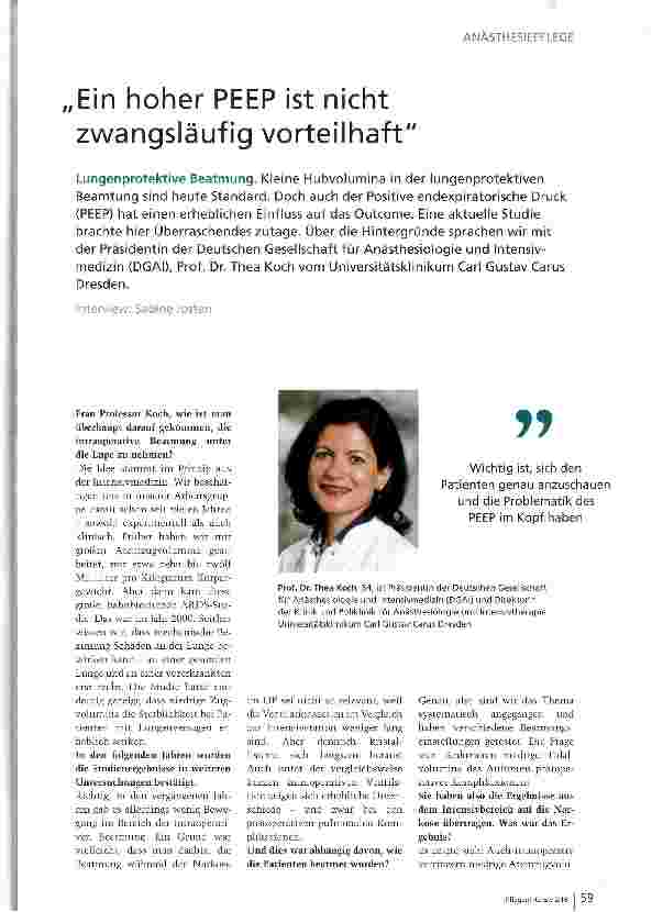Vorschauseite 1: Ein hoher PEEP ist nicht zwangsläufig vorteilhaft