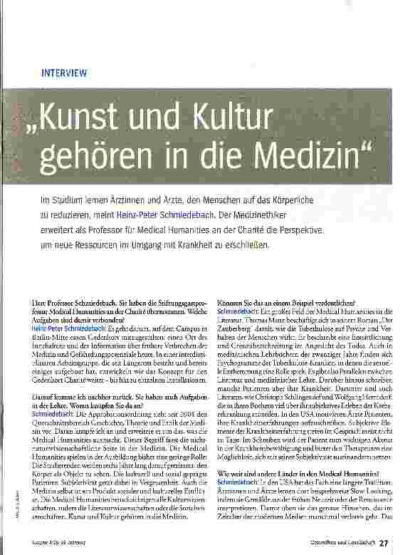Vorschauseite 2: Kunst und Kultur gehören in die Medizin