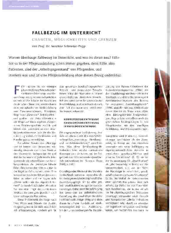 Vorschauseite 1: FALLBEZUG IM UNTERRICHTChanzen, Möglichkeiten und Grenzen