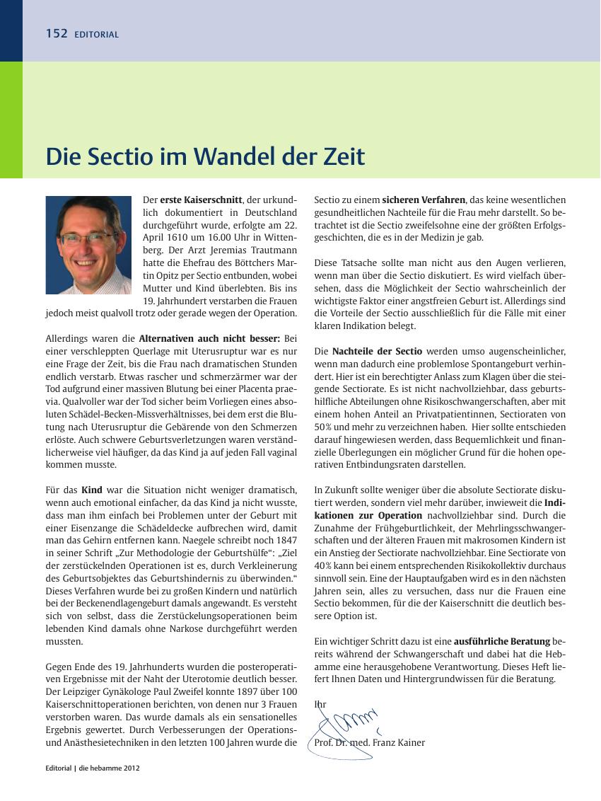 Vorschauseite 1: Die Sectio im Wandel der Zeit