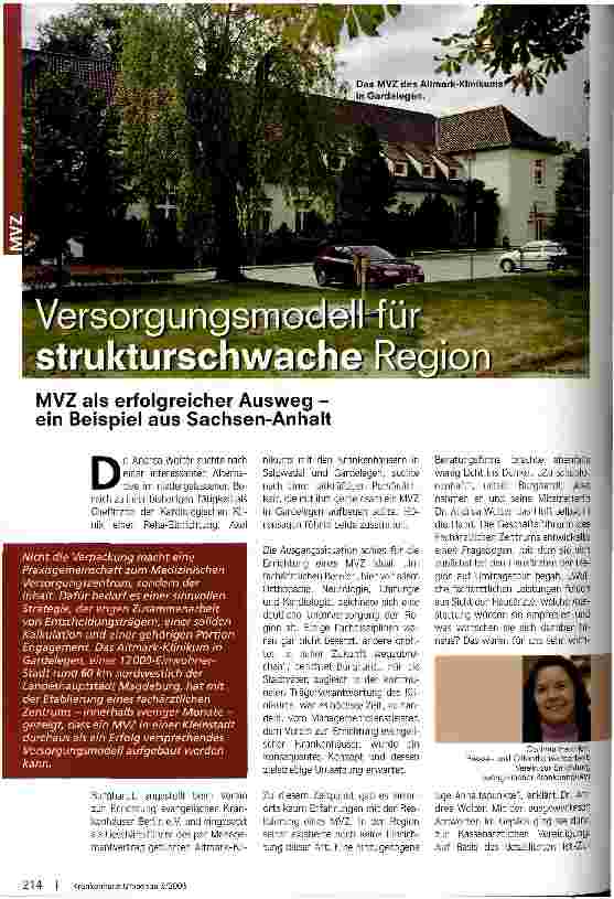 Vorschauseite 1: Versorgungsmodell für strukturschwache Region
