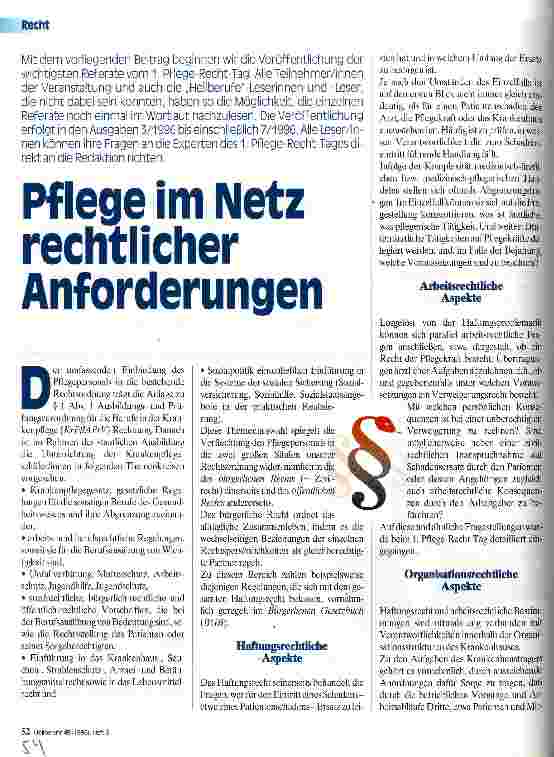 Vorschauseite 1: Pflege im Netz rechtlicher Anforderungen 1. Teil