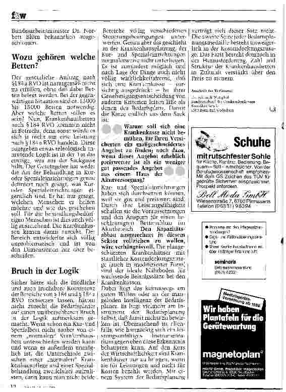 Vorschauseite 2: Aus der Sicht der Kassen: Paragraph 184 a RVO Sind die Kurund Spezialeinrichtungen schuld am Bettenberg?
