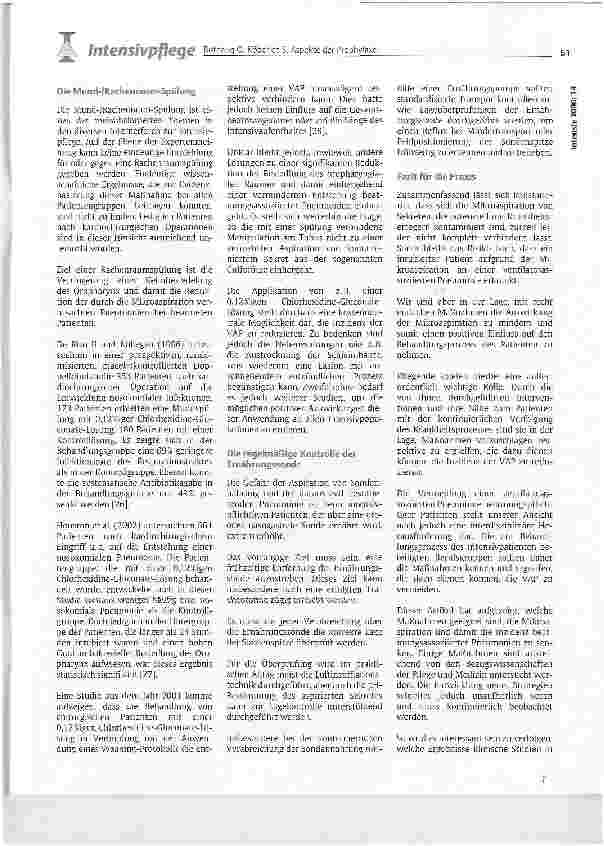 Vorschauseite 3: Aspekte der Prophylaxe beatmungsassoziierter Pneumonien durch Mikroaspiration bei beatmeten Patienten