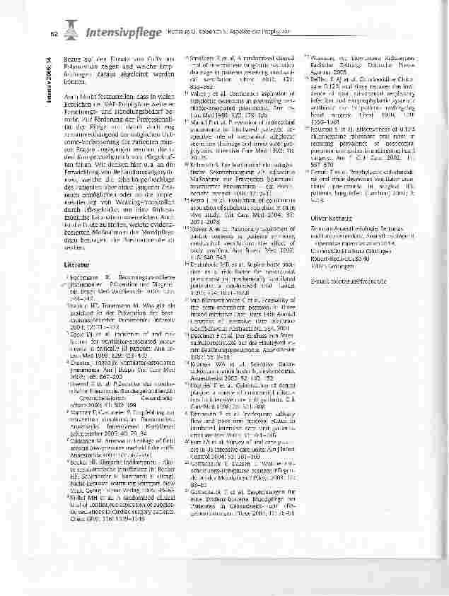 Vorschauseite 5: Aspekte der Prophylaxe beatmungsassoziierter Pneumonien durch Mikroaspiration bei beatmeten Patienten