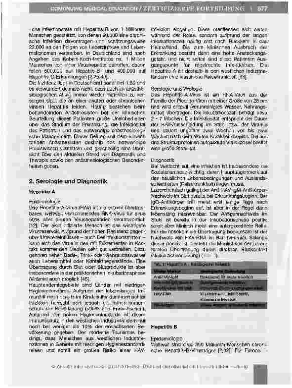 Vorschauseite 2: Virale Hepatitis - Wissen für Anästhesisten