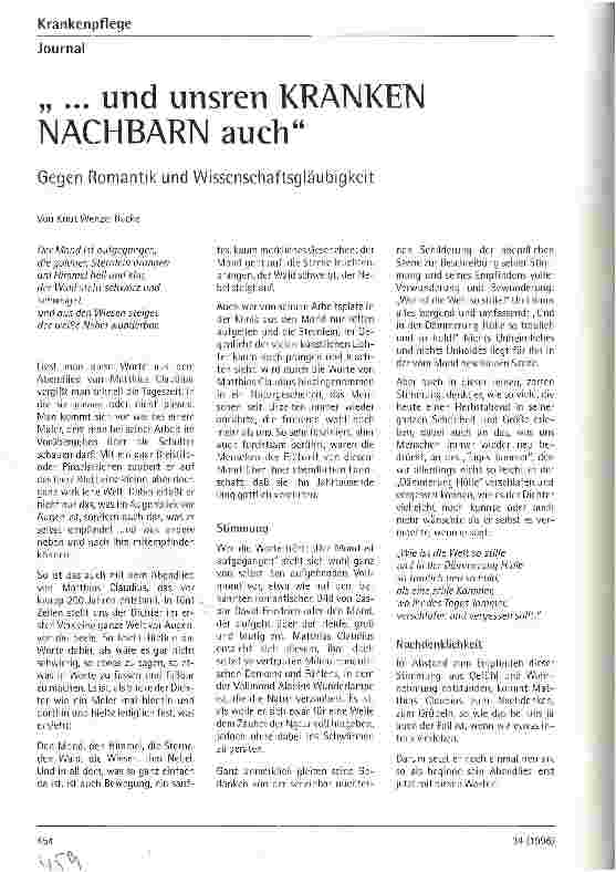 Vorschauseite 1: ...und unsren kranken Nachbarn auch Gegen Romantik und Wissenschaftsgläubigkeit