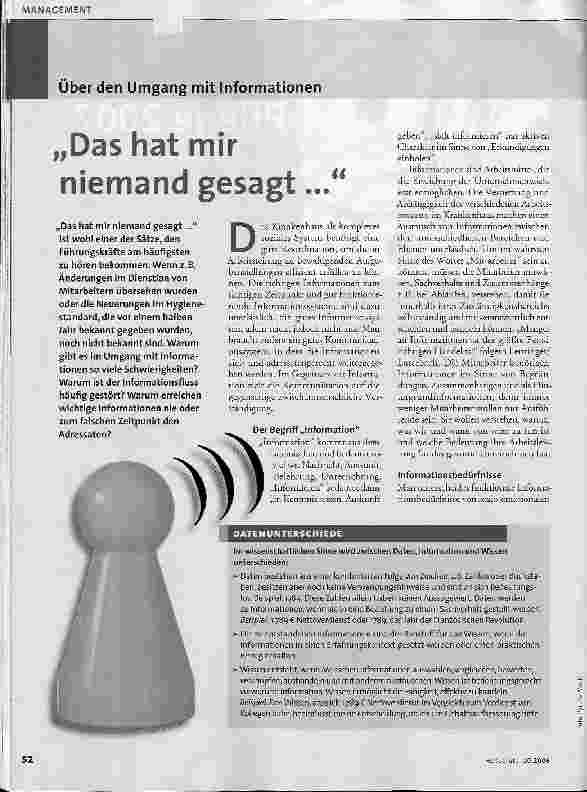 Vorschauseite 1: Über den Umgang mit Informationen - Das hat mir niemand gesagt...