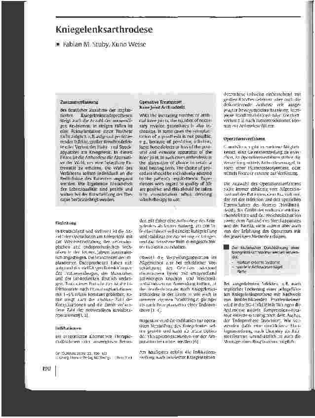Vorschauseite 1: Kniegelenksarthrodese