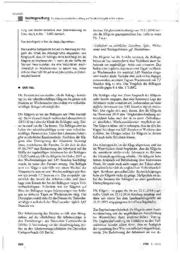 Vorschauseite 2: Zur überproportionalen Heranziehung von Teilzeitbeschäftigten an Wochenenden