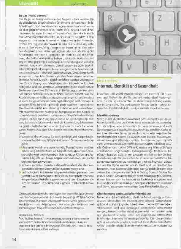 Vorschauseite 1: Internet, Identität und Gesundheit