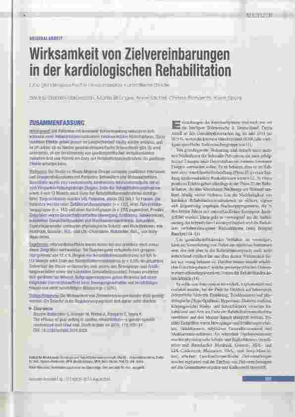 Vorschauseite 1: Wirksamkeit von Zielvereinbarungen in der kardiologischen Rehabilitation
