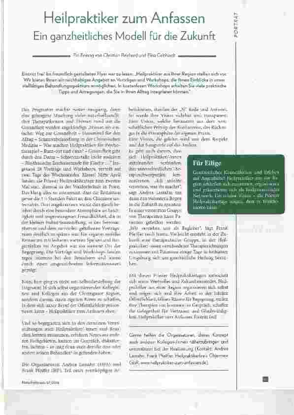 Vorschauseite 1: Heilpraktiker zum Anfassen Ein ganzheitliches Modell für die Zukunft