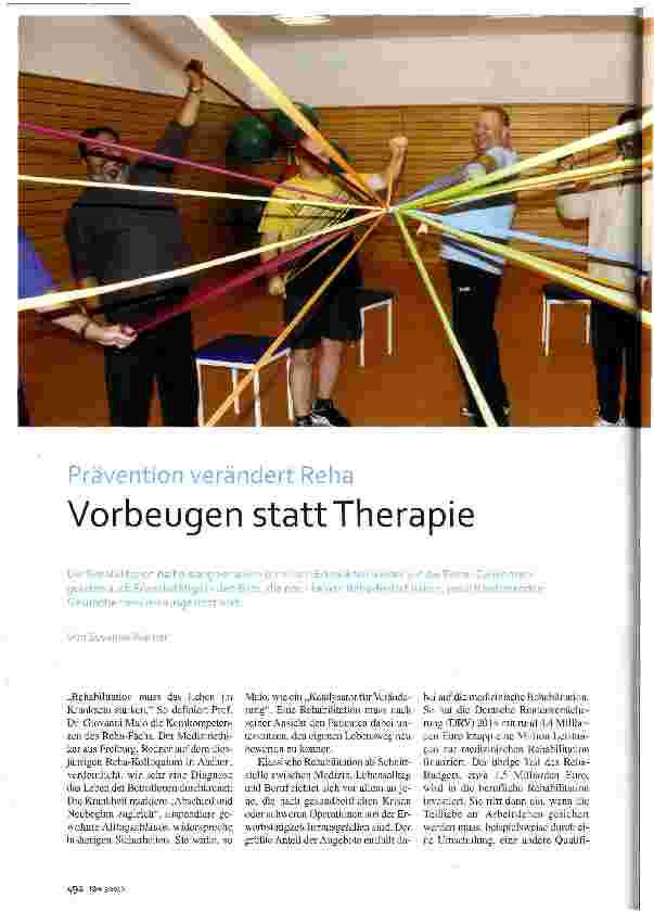 Vorschauseite 1: Prävention verändert Reha Vorbeugen statt Therapie