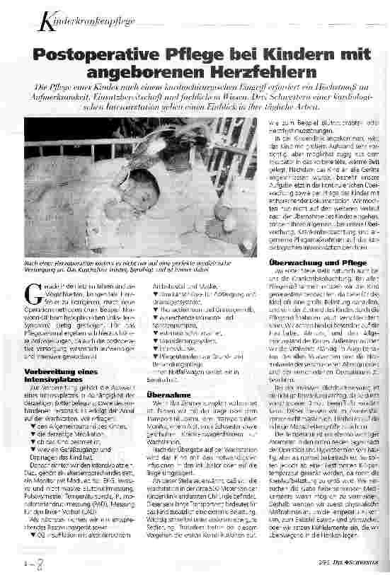 Vorschauseite 1: Postoperative Pflege bei Kindern mit angeborenen Herzfehlern