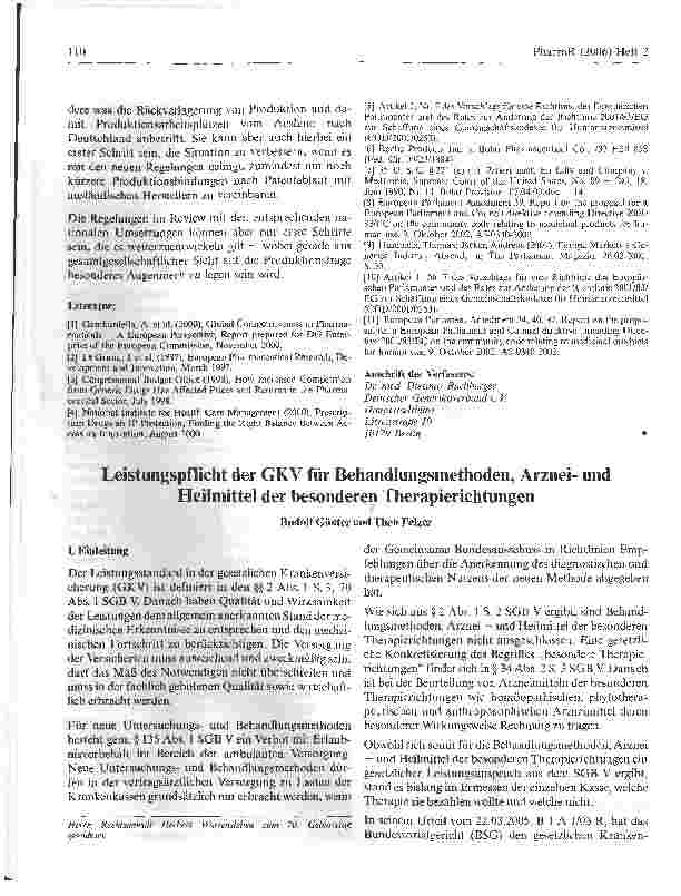 Vorschauseite 1: Leistungspflicht der GKV für Behandlungsmethoden, Arzneiund Heilmittel der besonderen Therapierichtungen