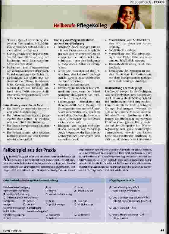Vorschauseite 2: Mehr Lebensqualität für die BetroffenenPflegeleistungen für Menschen mit Stuhlinkontinenz 2. Teil