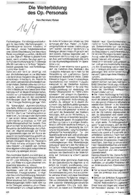 Vorschauseite 1: Die Weiterbildung des Op - Personals