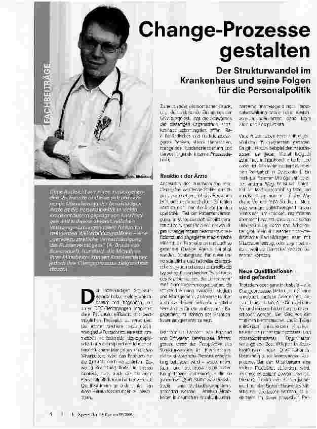 Vorschauseite 1: Change-Prozesse gestaltenDer Strukturwandel im Krankenhaus und seine Folgen für die Personalpolitik