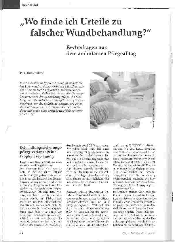 Vorschauseite 1: Wo finde ich Urteile zu falscher Wundbehandlung?