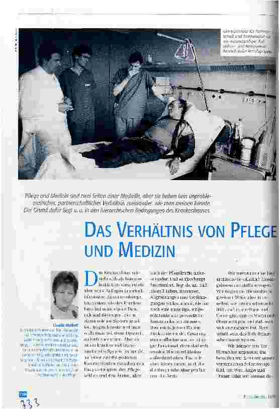 Vorschauseite 1: Das Verhältnis von Pflege und Medizin