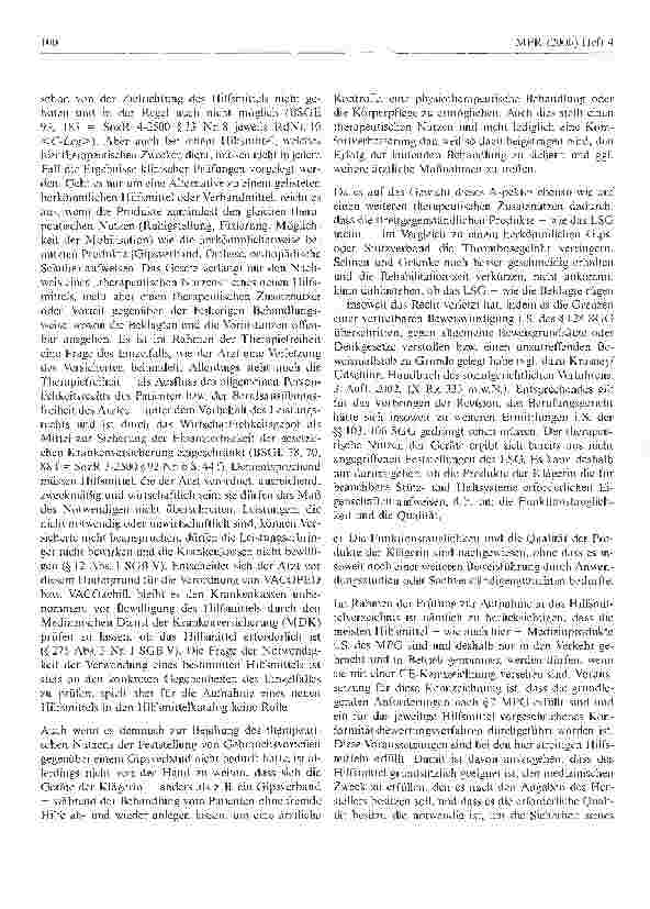 Vorschauseite 3: Besteht ein Anspruch des Hilfsmittelherstellers auf Aufnahmevon Vakuumstützsystemen für bestimmte Indikationenin das Hilfsmittelverzeichnis?