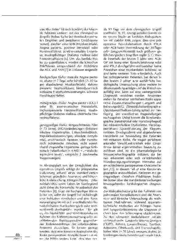 Vorschauseite 2: DER KARDIOPULMONALE RISIKOPATIENT -PERIOPERATIVES MANAGEMENT EINE STANDORTBESTIMMUNG ANHAND DER LEITLINIEN DER KLINIK FÜR ANÄSTHESIOLOGIE UND INTENSIVMEDIZIN, EMAU GREIFSWALD