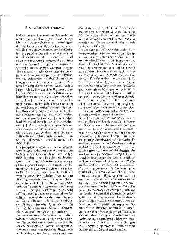 Vorschauseite 3: DER KARDIOPULMONALE RISIKOPATIENT -PERIOPERATIVES MANAGEMENT EINE STANDORTBESTIMMUNG ANHAND DER LEITLINIEN DER KLINIK FÜR ANÄSTHESIOLOGIE UND INTENSIVMEDIZIN, EMAU GREIFSWALD