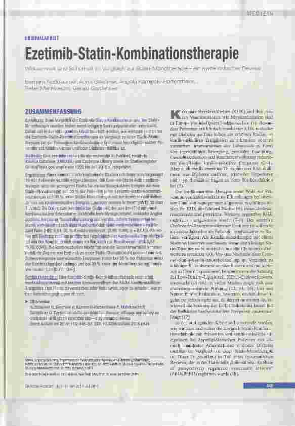Vorschauseite 1: Ezetimib-Statin-Kombinationstherapie