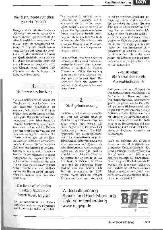 Vorschauseite 2: Transparenz zwingt zum Diskurs überdie besseren Prozesse
