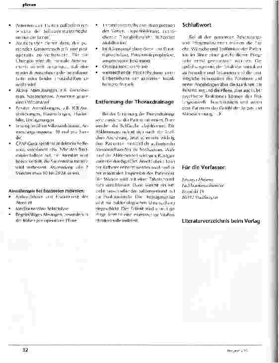 Vorschauseite 6: Der thoraktomierte Patient Indikationen, Operationsverfahren und Pflege