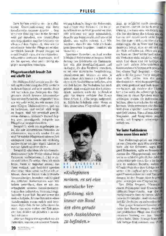 Vorschauseite 2: Gedankenloses Funktionieren verdrängt Visionen Tagung Pflege-Zeit der Fachstelle für Fortbildung