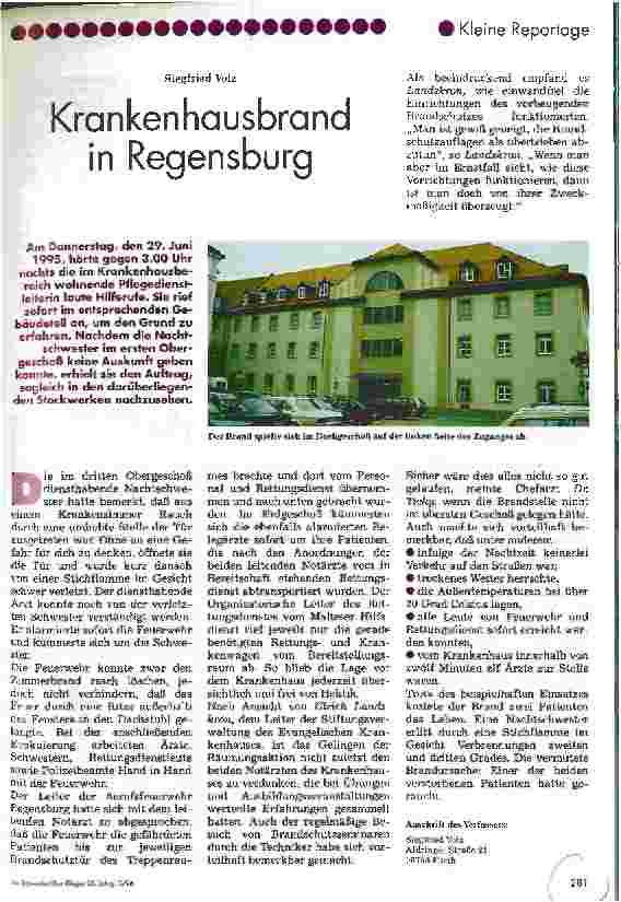 Vorschauseite 1: Krankenhausbrand in Regensburg