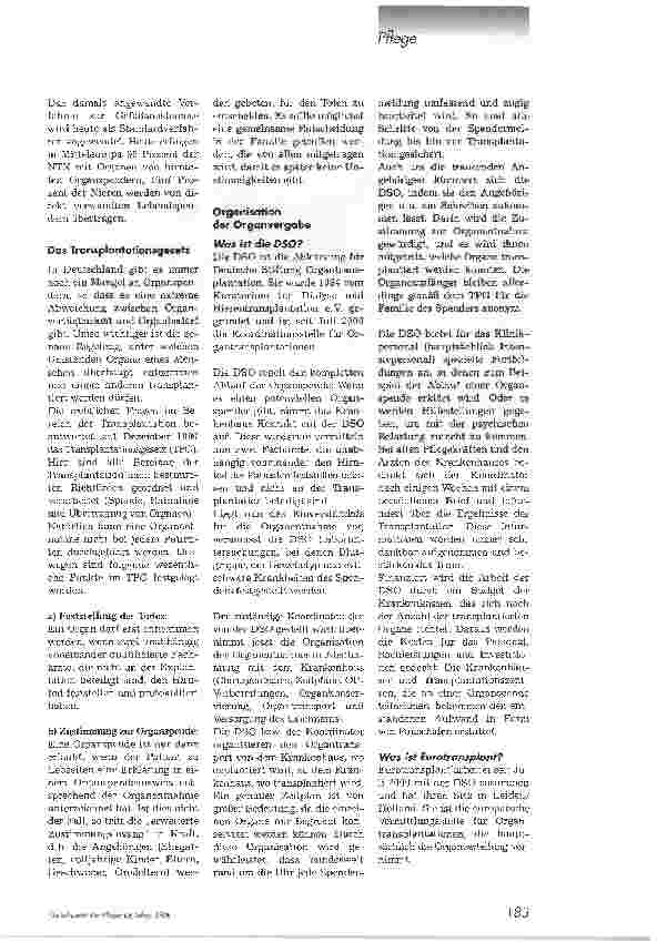 Vorschauseite 2: Der weite Weg des Spenderorgons1. Teil: Voraussetzungen für eine Organtransplantationam Beispiel der Nierentransplantation