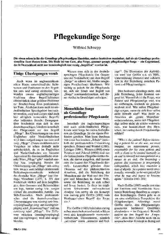 Vorschauseite 1: Pflegekundige Sorge